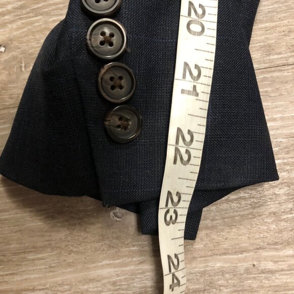 Lauren Ralph Lauren 46R Navy Blazer Plaid 2 Button 100% Wool Jacket Notch Lapel - Picture 6 of 7